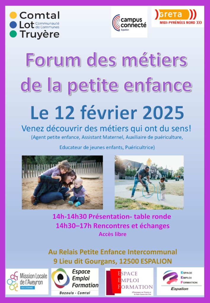 Venez découvrir mes métiers de la petite enfance mercredi 12 février 2025 